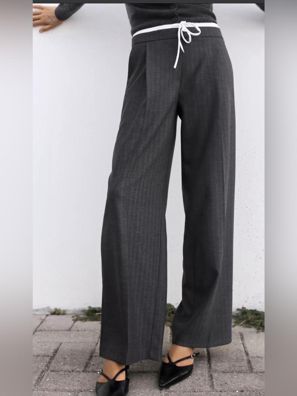 Zara Layered-Look Pinstripe Wide-Leg Trousers
